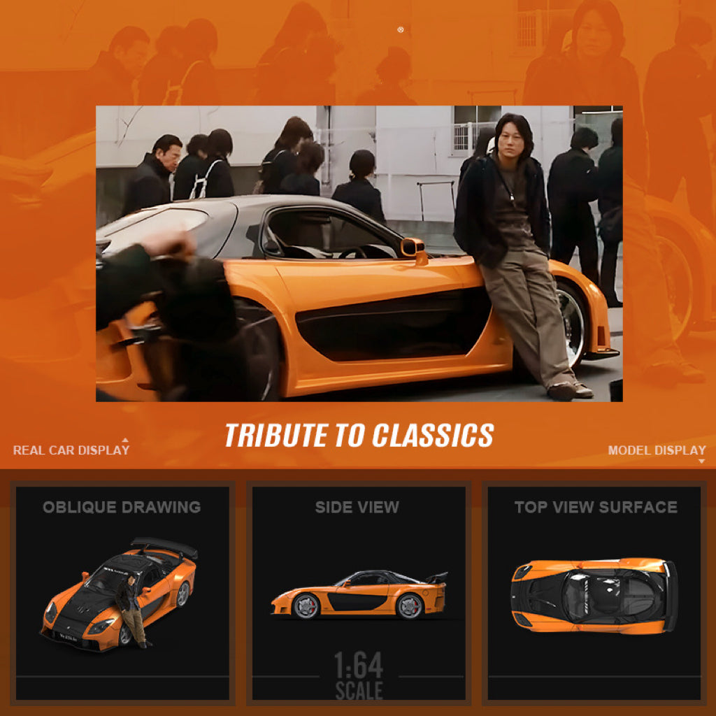 1:64 Scale Mazda RX-7 Veilside Speed and Passion Die-Cast Metal Car Model