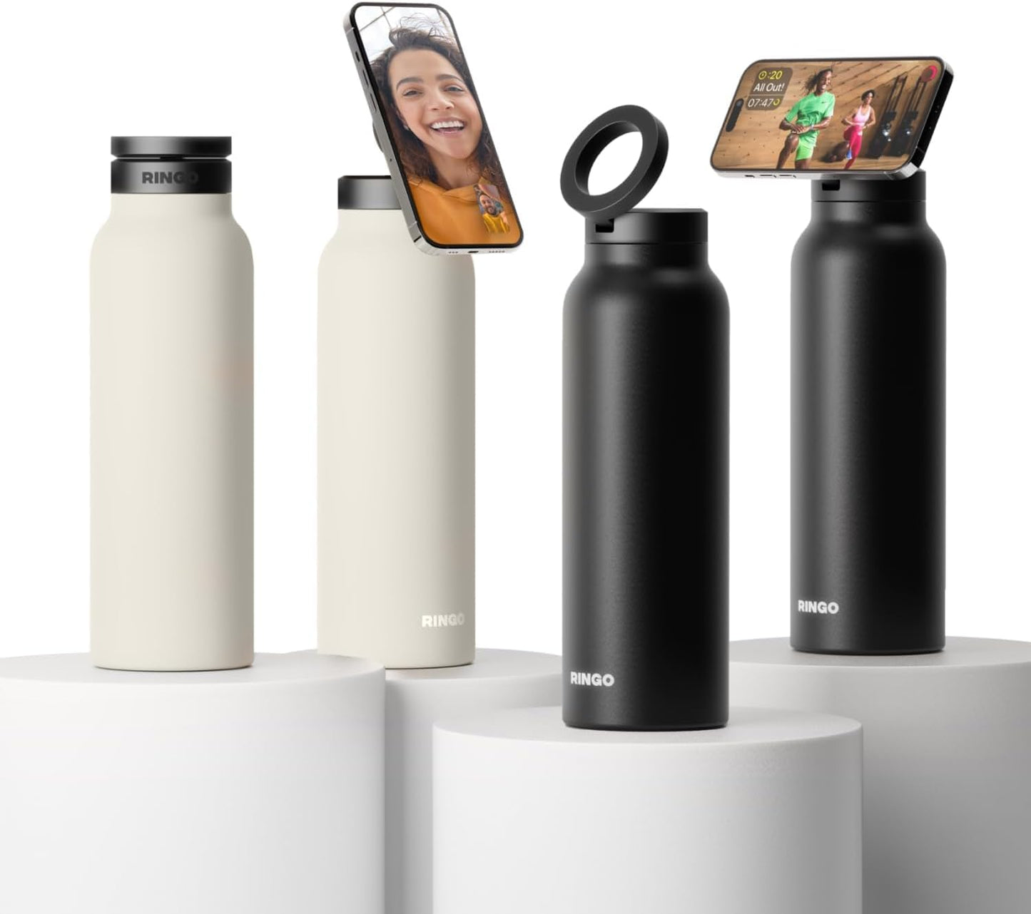 Sports Water Bottle with Mobile Phone Holder