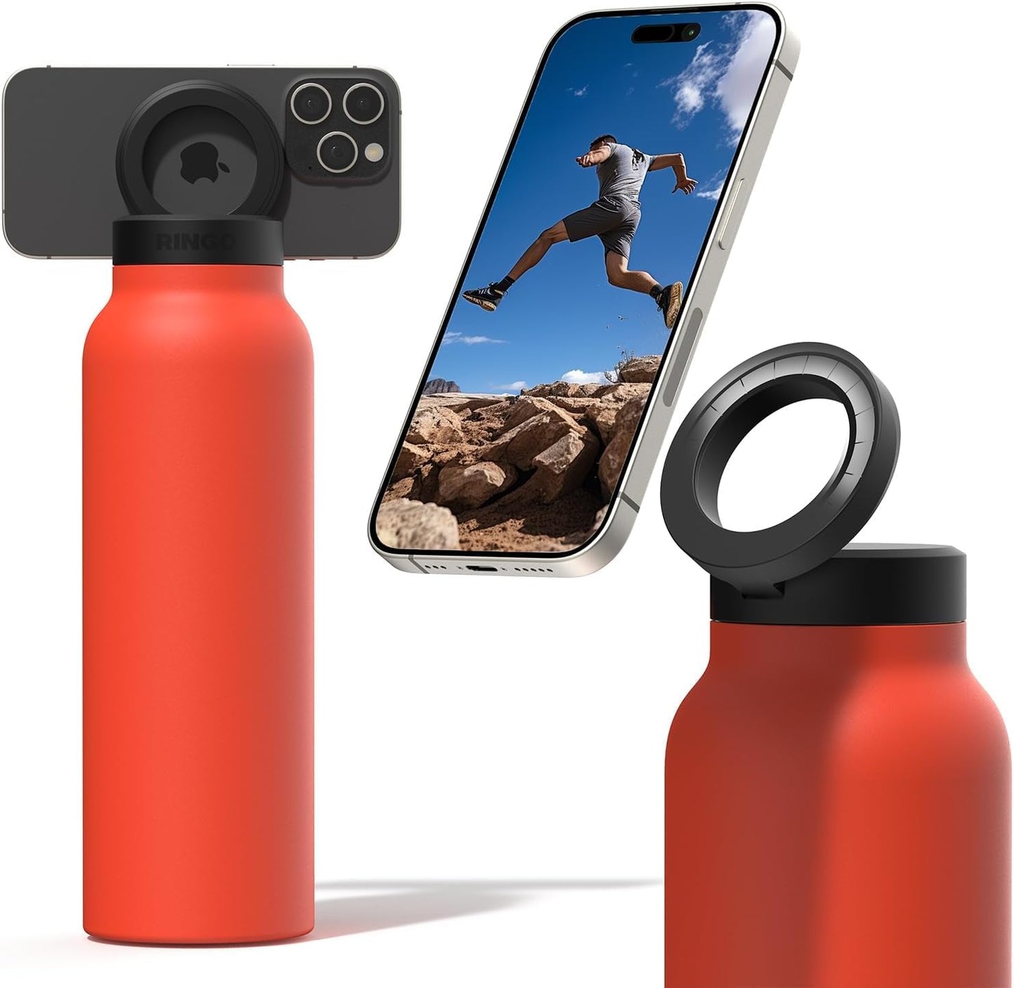 Sports Water Bottle with Mobile Phone Holder