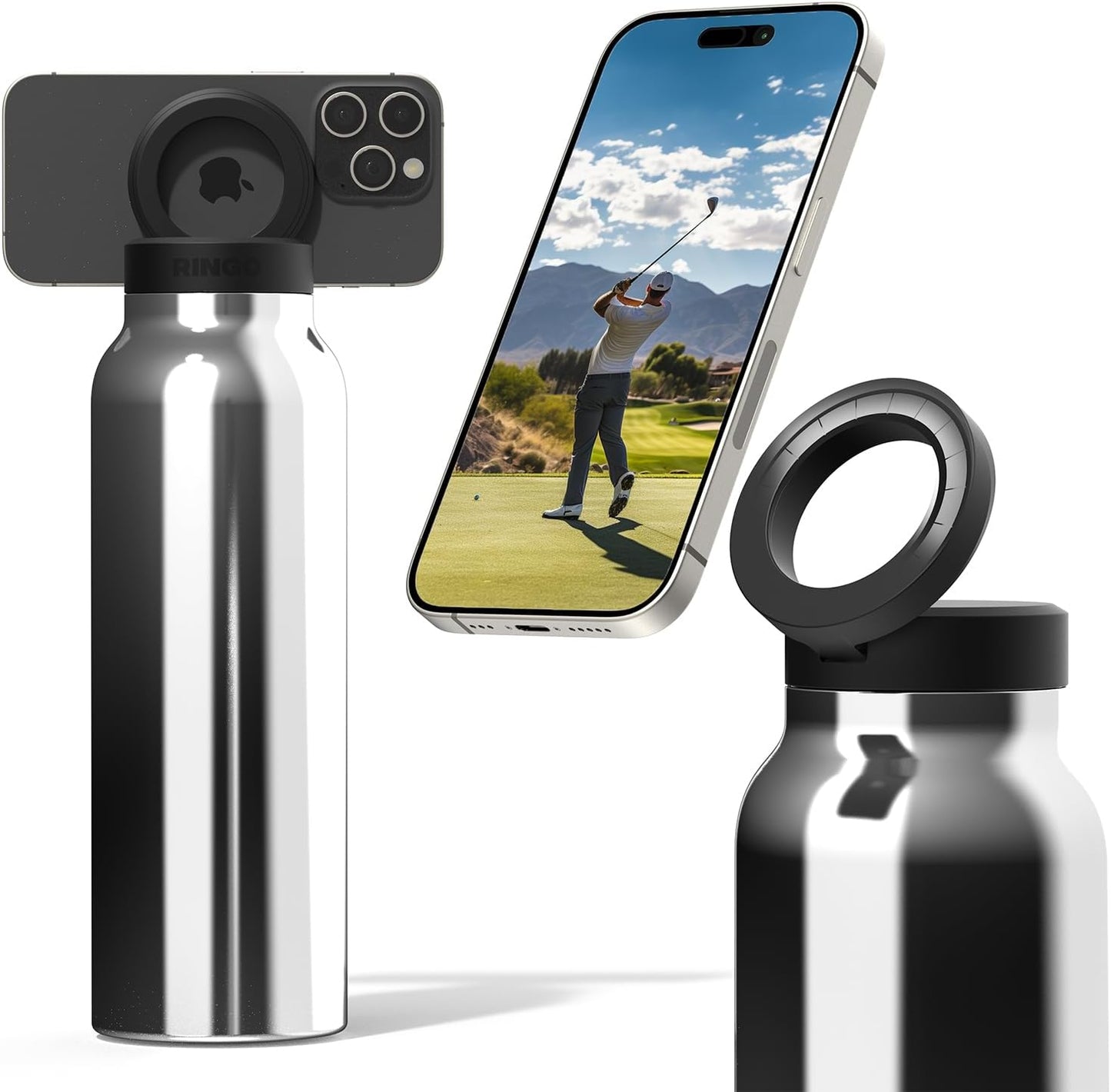 Sports Water Bottle with Mobile Phone Holder
