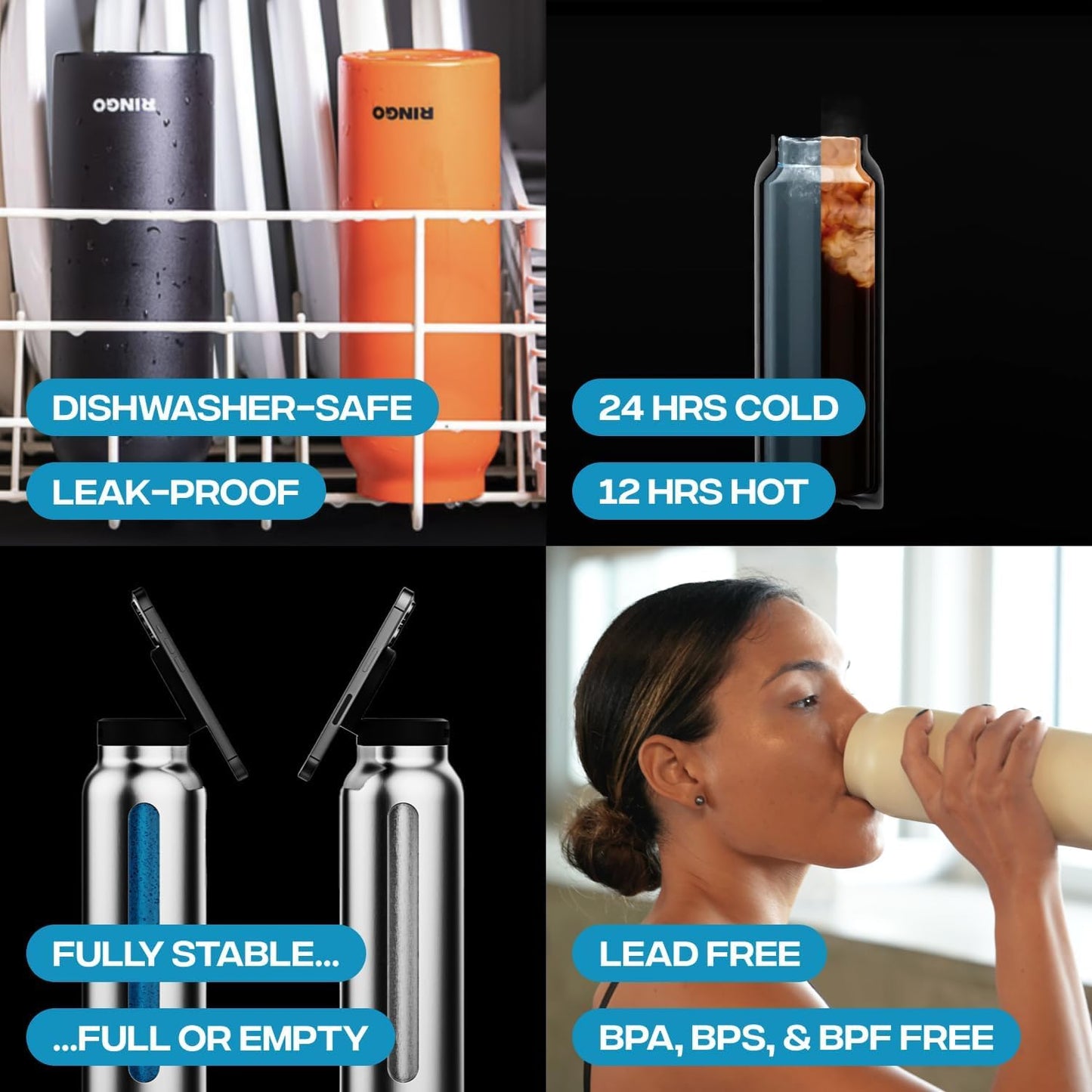 Sports Water Bottle with Mobile Phone Holder