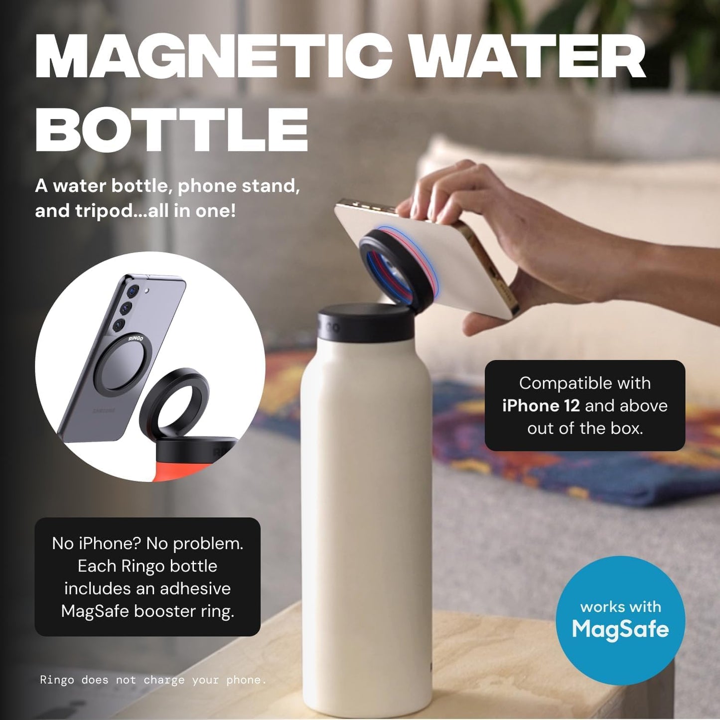 Sports Water Bottle with Mobile Phone Holder