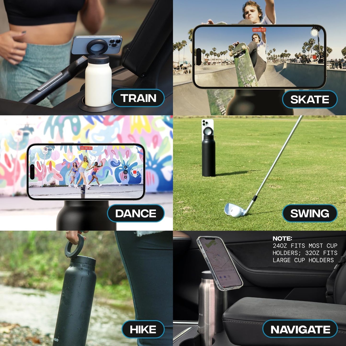Sports Water Bottle with Mobile Phone Holder