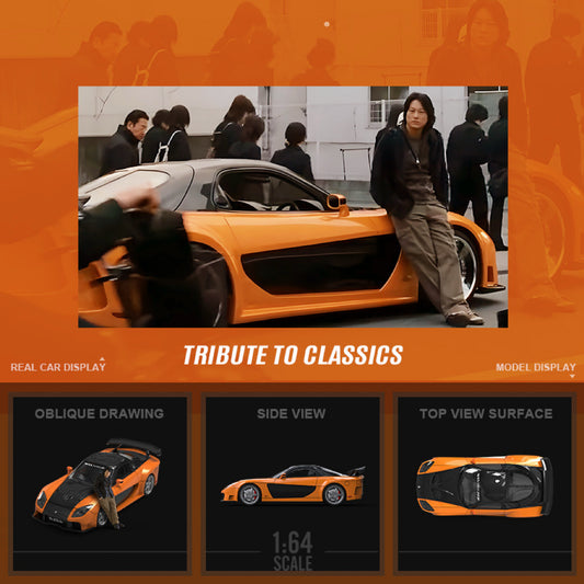 1:64 Scale Mazda RX-7 Veilside Speed and Passion Die-Cast Metal Car Model