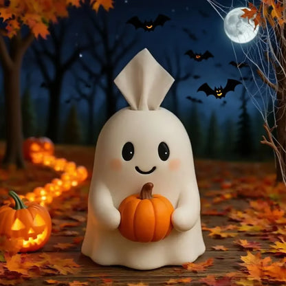 Halloween Pumpkin Ghost Tissue Box