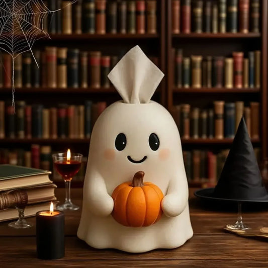 Halloween Pumpkin Ghost Tissue Box