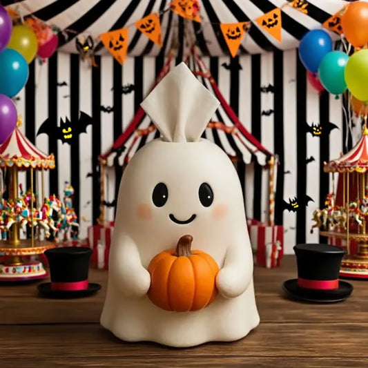 Halloween Pumpkin Ghost Tissue Box